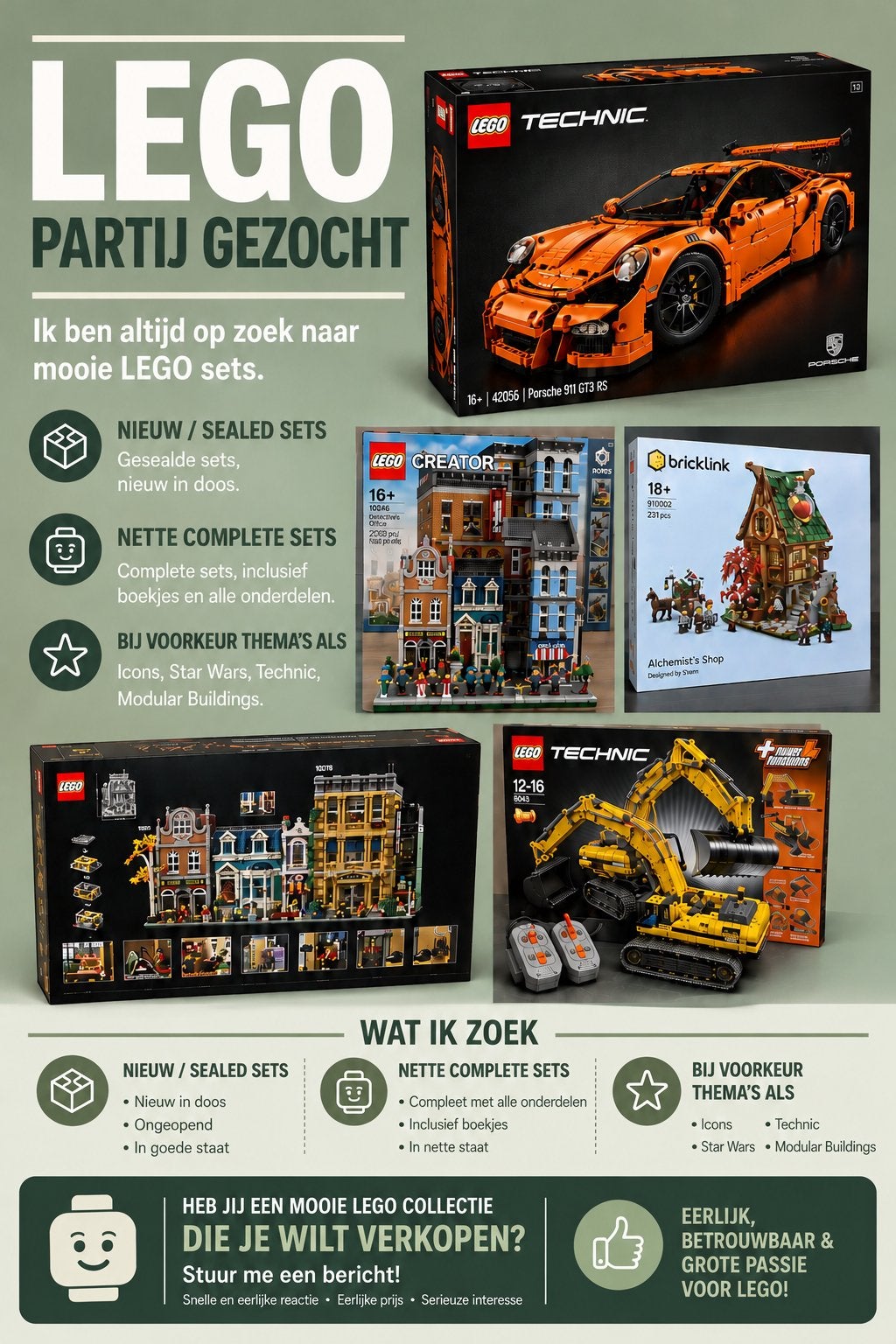 Lego   partij (sets) gezocht, Ophalen, Zo goed als nieuw