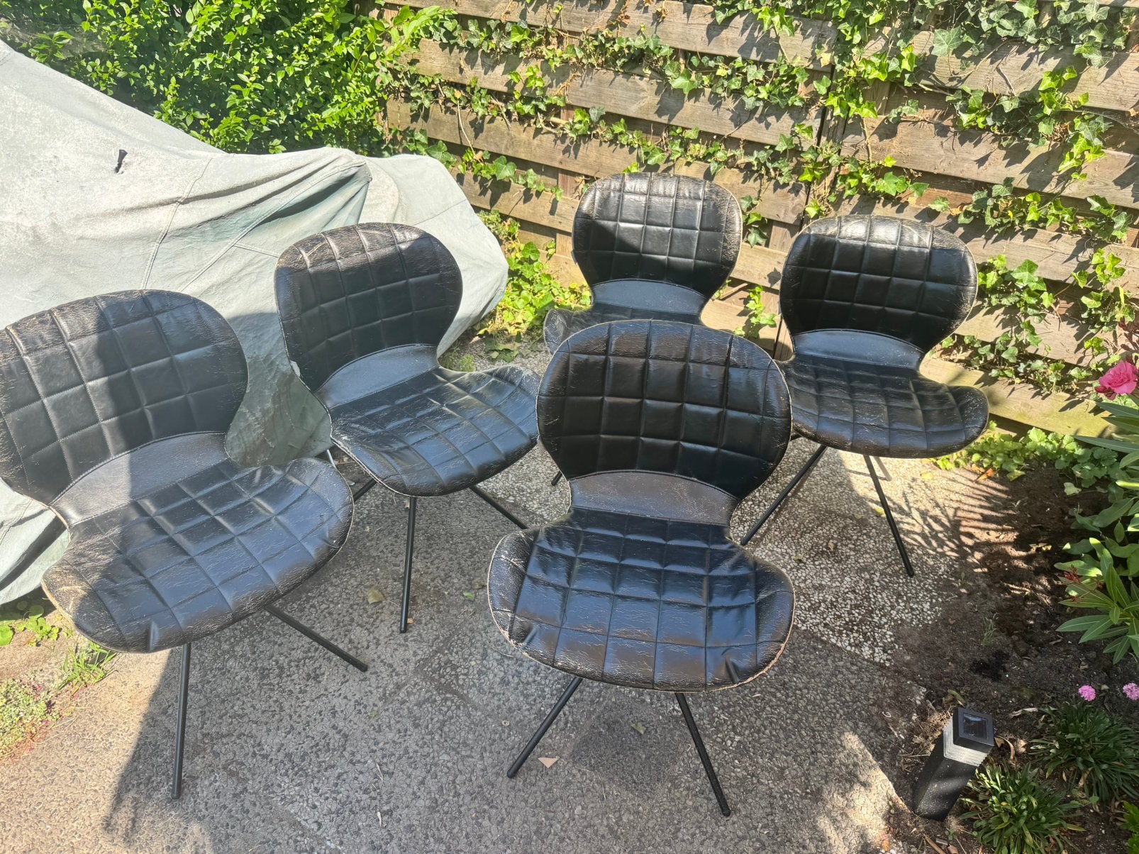 Eettafel stoelen zwart, Ophalen, Gebruikt, Zwart, Leer