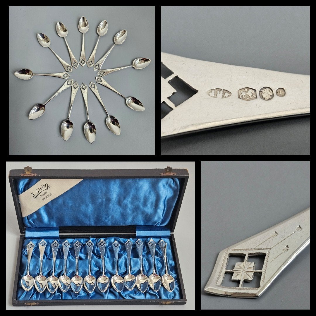 zilver,  set van 12 ajour Nederlands zilveren theelepels., Antiek en Kunst, Ophalen of Verzenden, Zilver