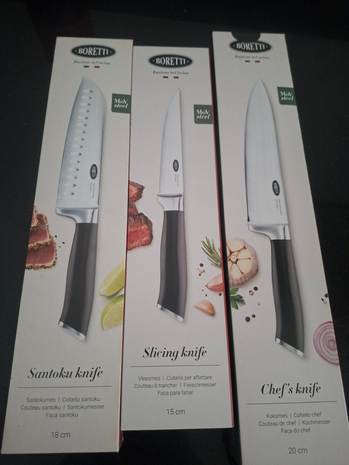 3 Boretti scherpe messen, Ophalen, Nieuw, Rvs of Chroom
