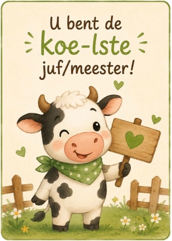 Gehaakte Koe Knuffel - Afscheidscadeau Juf/Meester, Handgemaakt, Nieuw, Ophalen of Verzenden, Meerkleurig