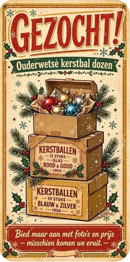 gezocht Ouderwetse antieke kerstbal dozen, Diversen, Ophalen of Verzenden, Gebruikt
