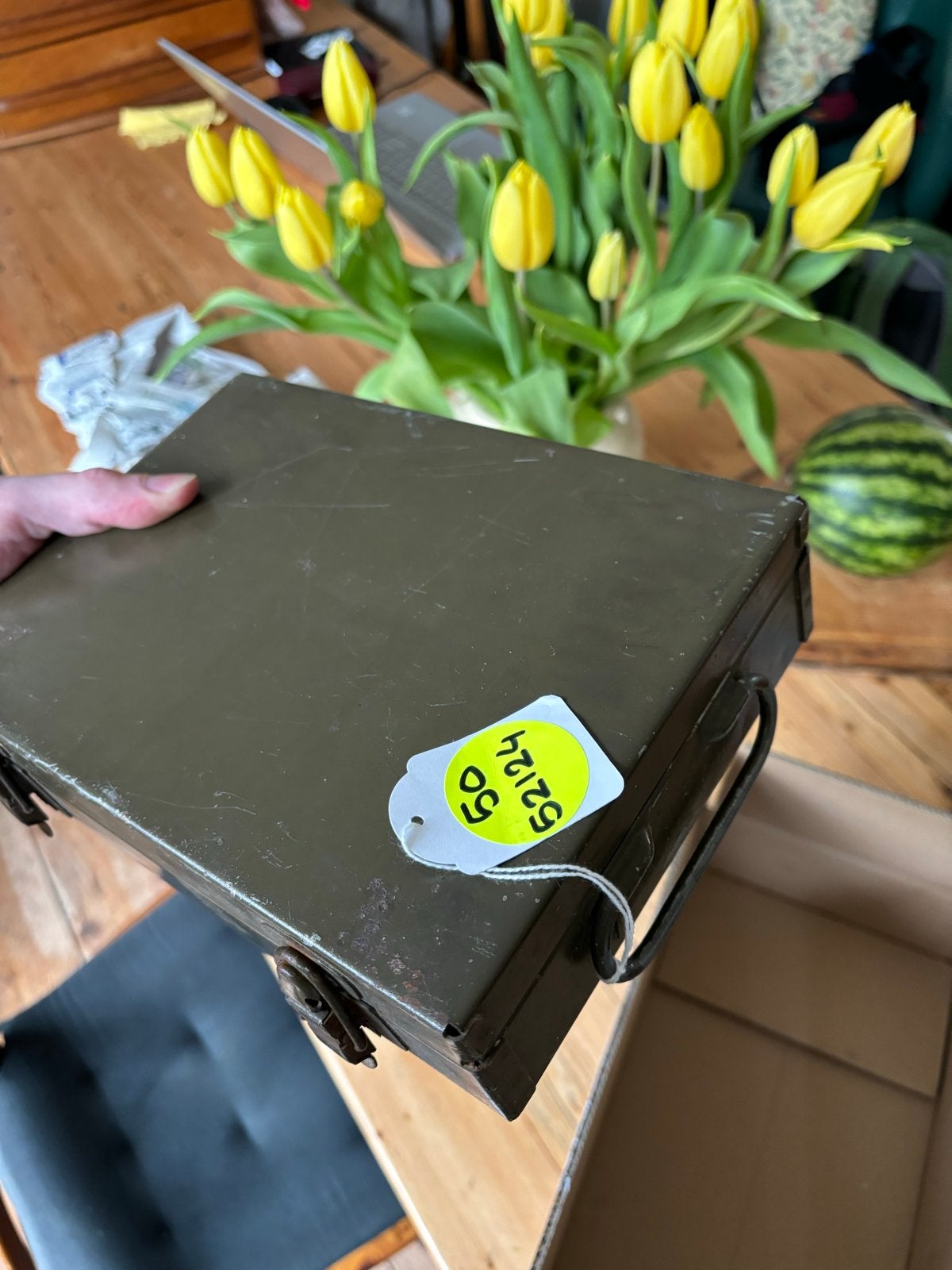 Originele US Army metalen kist uit 1949, Verzamelen, Ophalen of Verzenden, Landmacht, Amerika, Kist of Geocache