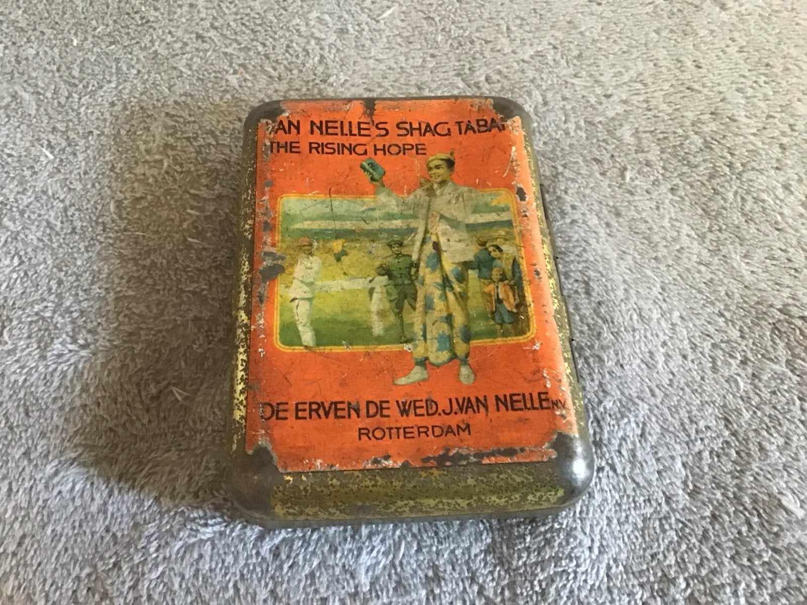 Vintage Van Nelle Tabaksblik "The Rising Hope", Verzamelen, Ophalen of Verzenden, Gebruikt, Overige, Van Nelle