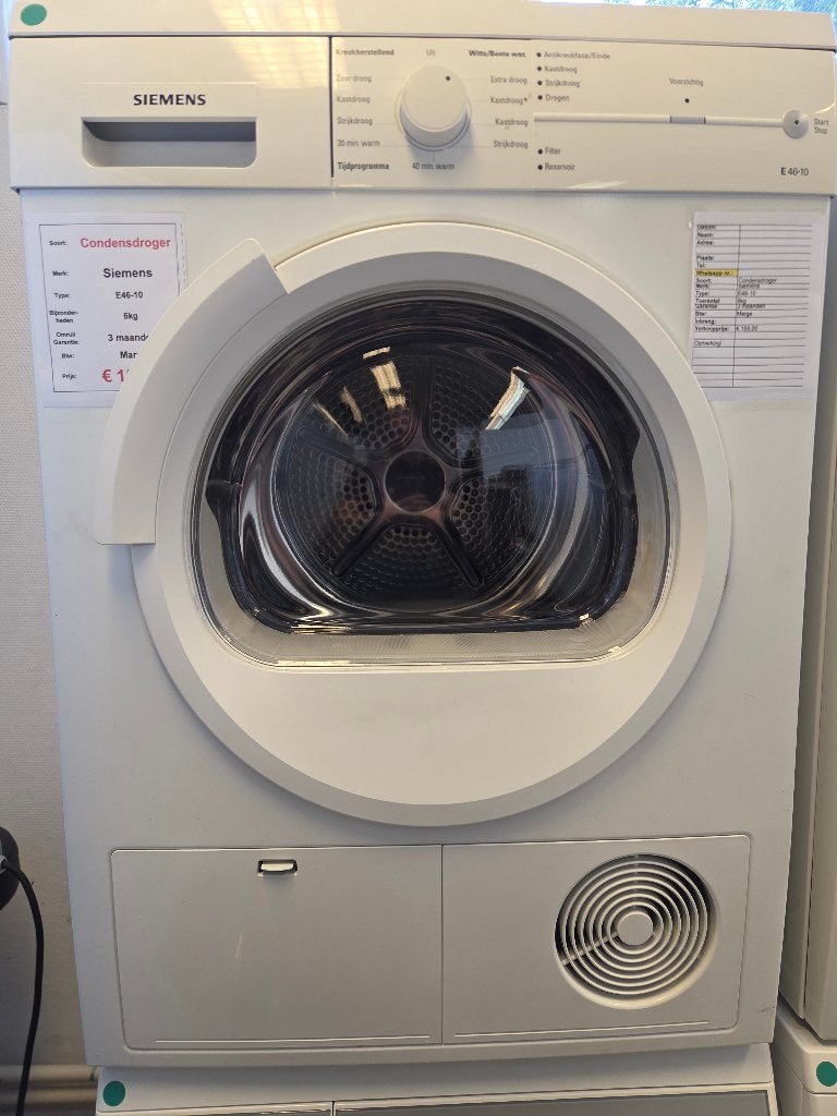 Condensdroger - Siemens - 6kg, Witgoed en Apparatuur, Wasdrogers, Ophalen, 6 tot 8 kg, Duitsland, Anti-kreukfase