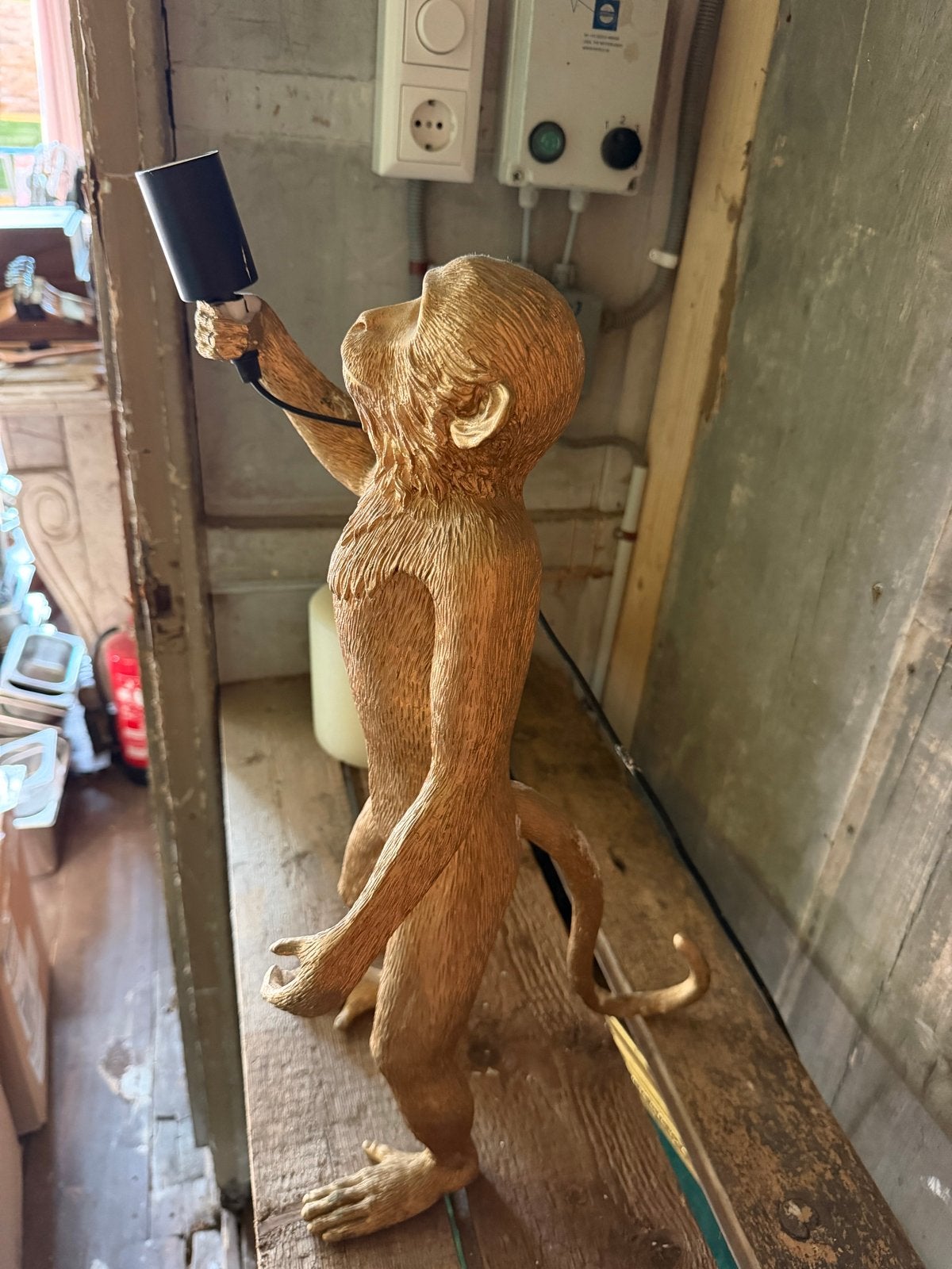Gouden Aap Lamp - Unieke Decoratieve Verlichting, Ophalen, Gebruikt, Overige materialen, Overige stijlen