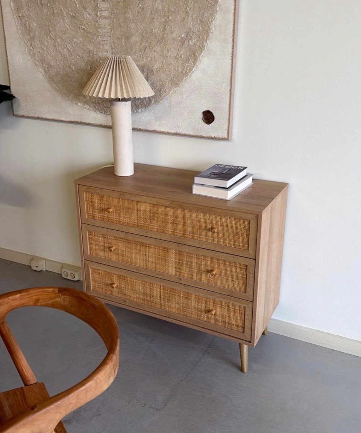 Rotan dressoir hout - 90x79x40cm, Gebruikt, Met lade(s), 25 tot 50 cm, Overige houtsoorten
