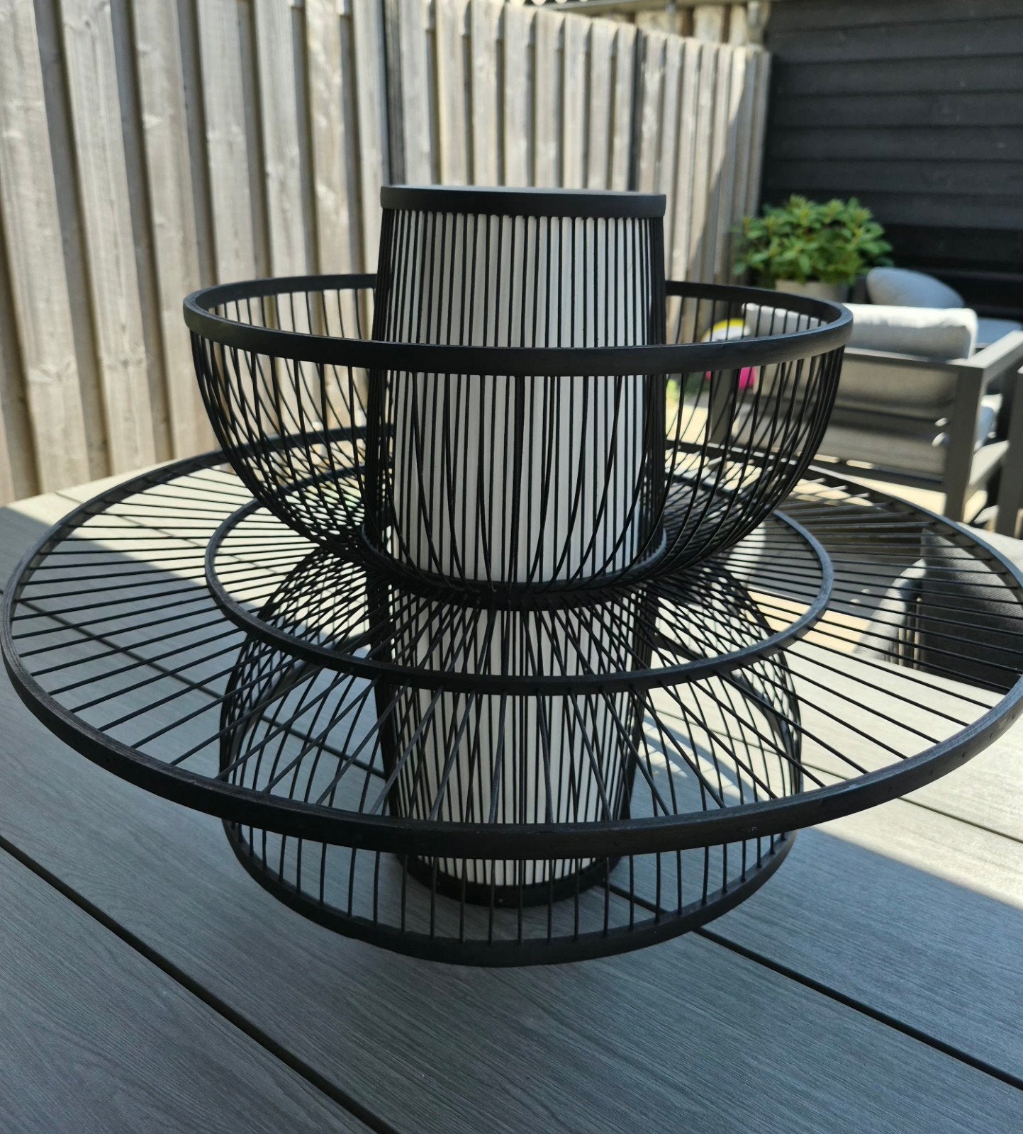 Bamboe hanglamp zwart, Ophalen of Verzenden, Zo goed als nieuw, Hout
