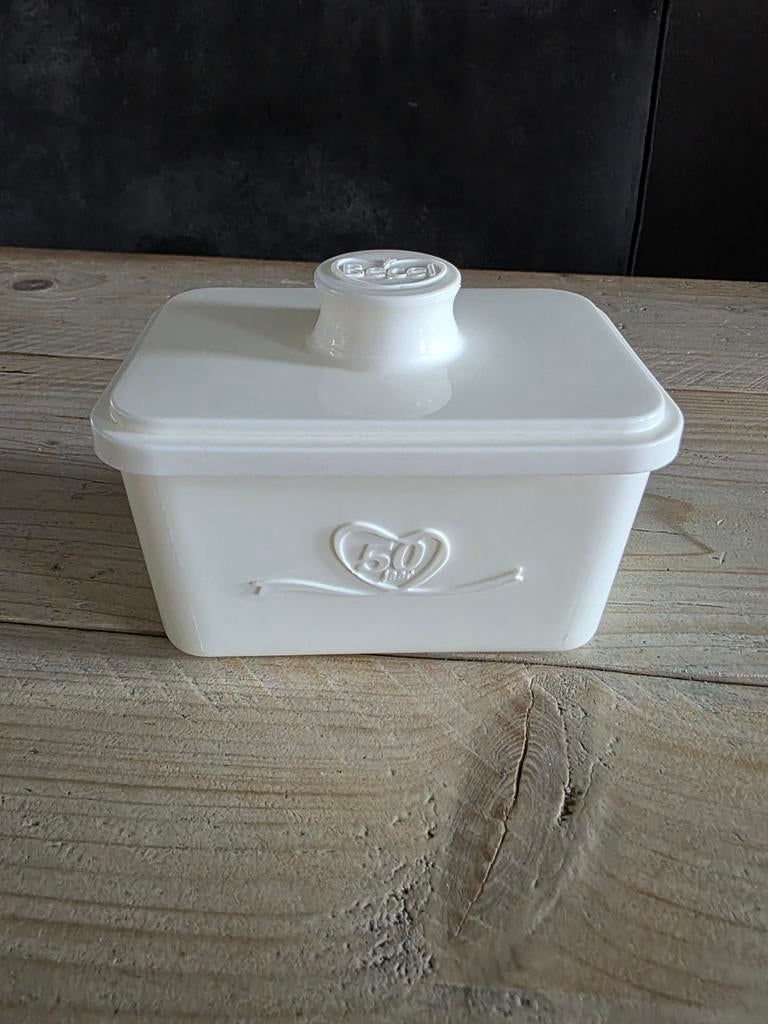 Becel Jubileum Botervloot – 50 Jaar Editie – Wit Vintage, Verzamelen, Blikken, Ophalen of Verzenden, Zo goed als nieuw, Overige