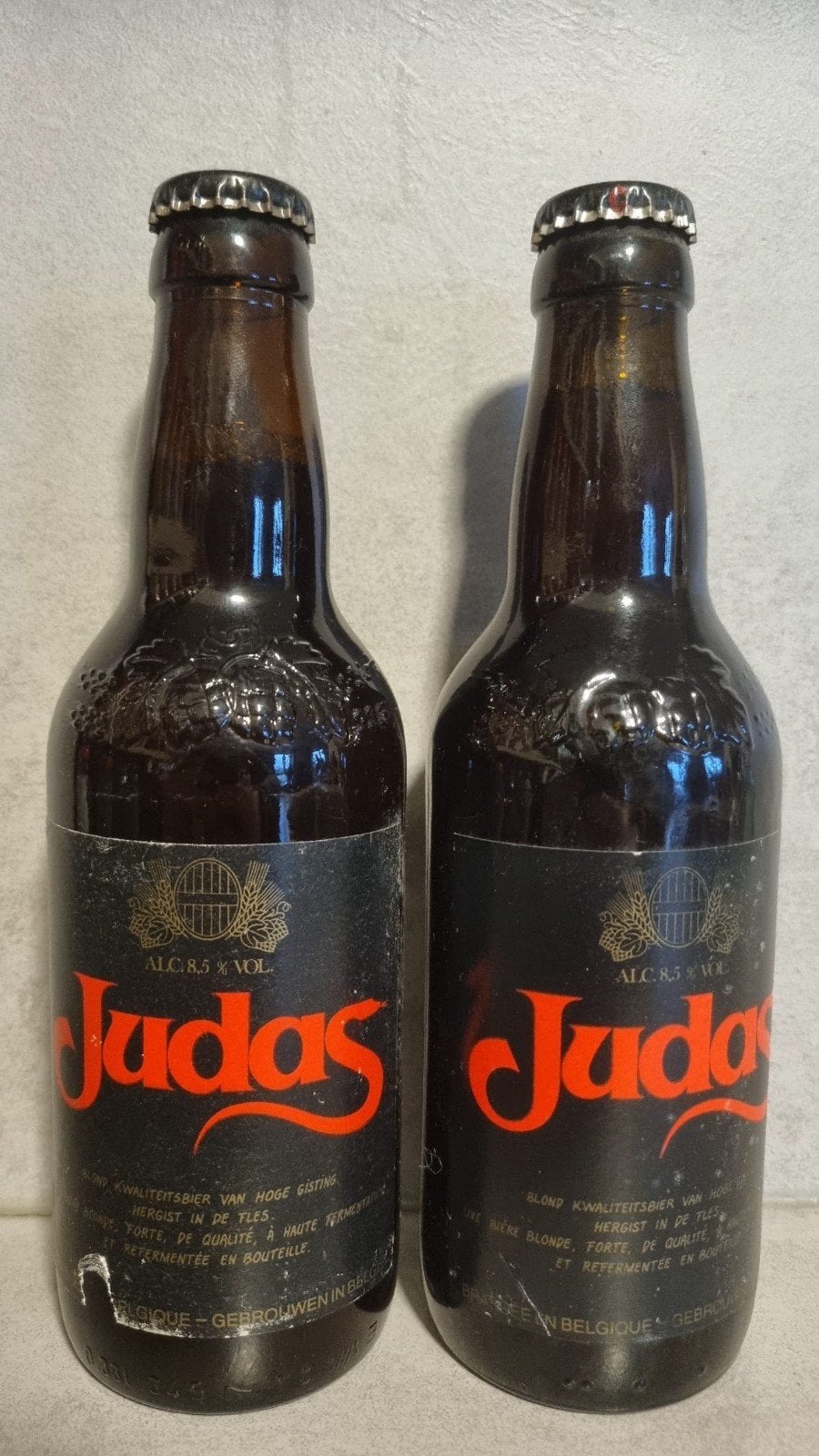 Judas '93& '95 - brouwerij Alken-Maes, Kontich, Waarloos, Ophalen of Verzenden, Zo goed als nieuw, Flesje(s), Overige merken