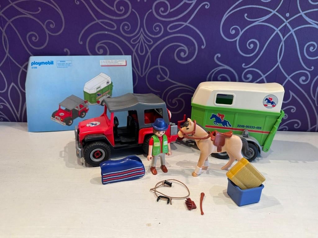 Playmobil 4189 – Jeep met paardentrailer, Kinderen en Baby's, Speelgoed | Playmobil, Ophalen of Verzenden, Zo goed als nieuw, Complete set