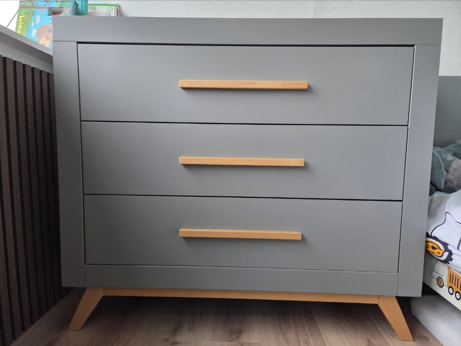 Commode bopita fenna - grijs met hout + wandplankje, Ophalen, 50 tot 70 cm, 90 tot 105 cm, 100 cm of meer