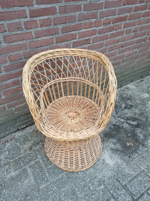 Rieten stoel rotan kinderstoel pauwstoel vintage, Ophalen of Verzenden