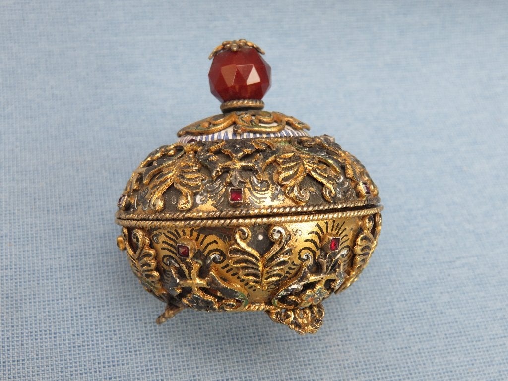 Antiek verguld bronzen doosje met inleg - Rusland - ca. 1900, Antiek en Kunst, Antiek | Koper en Brons, Ophalen of Verzenden, Brons