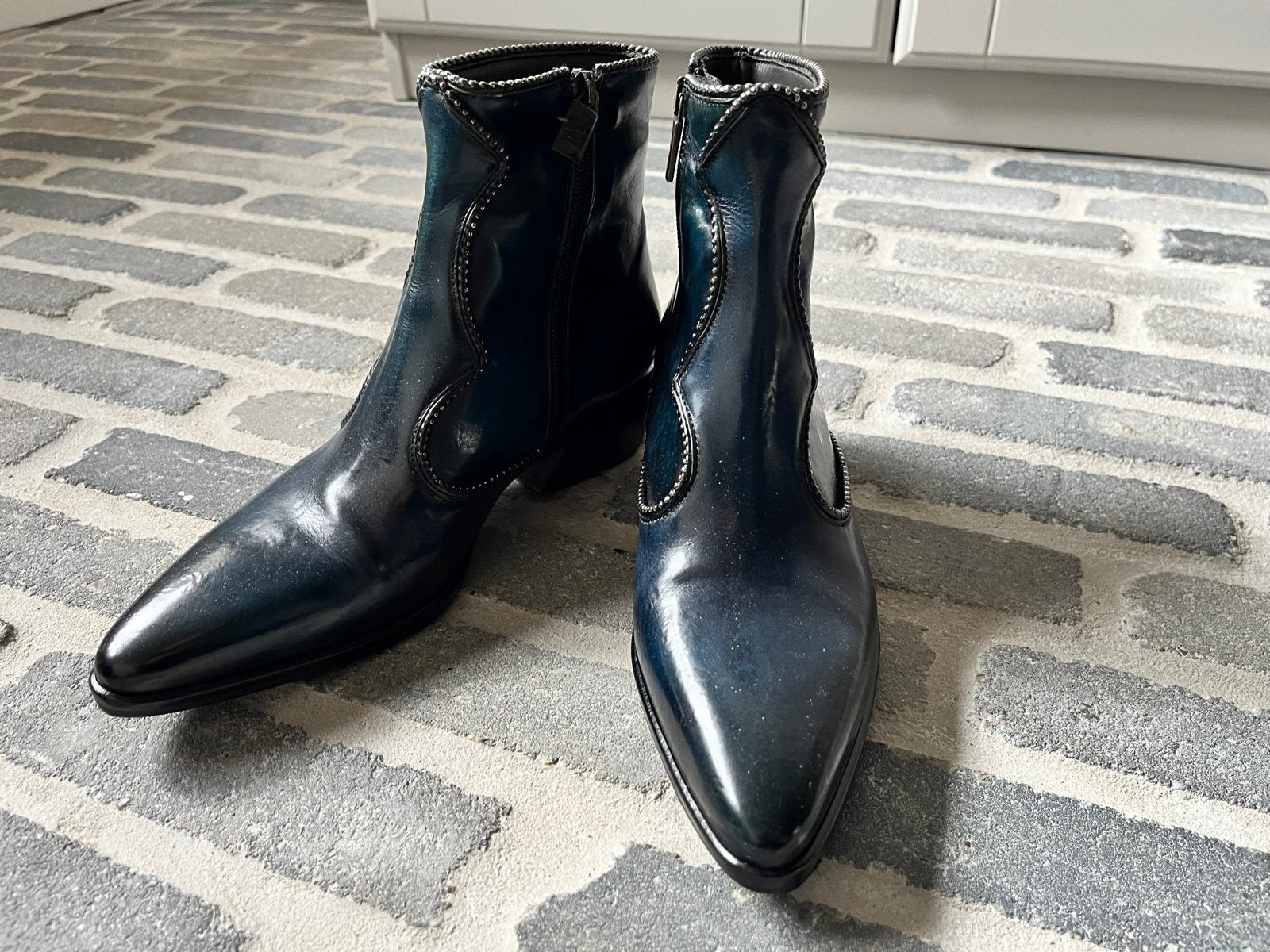 Vero Cuoio Leren Enkellaarzen Maat 37.5 - Donkerblauw, Kleding | Dames, Ophalen of Verzenden, Nieuw, Blauw, Lage of Enkellaarzen