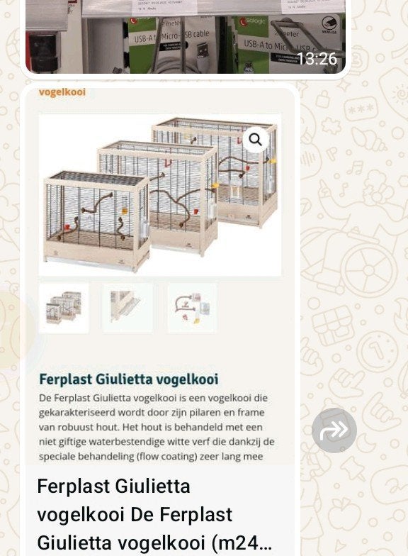 ferplast vogelkooi 57cm lang breed 30cm hoog 50cm, Eén persoon, Overige soorten