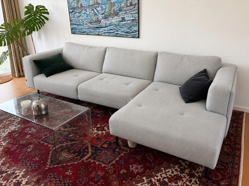 Nette Trendhopper 3.5-persoons bank met chaise longue, Ophalen, 250 tot 300 cm, Hoekbank, Driepersoons