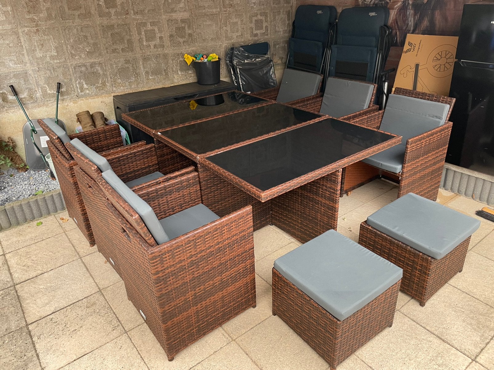 TecTake New York tuinset 6-10 persoons, Ophalen, 6 zitplaatsen, Zo goed als nieuw, Tuinset