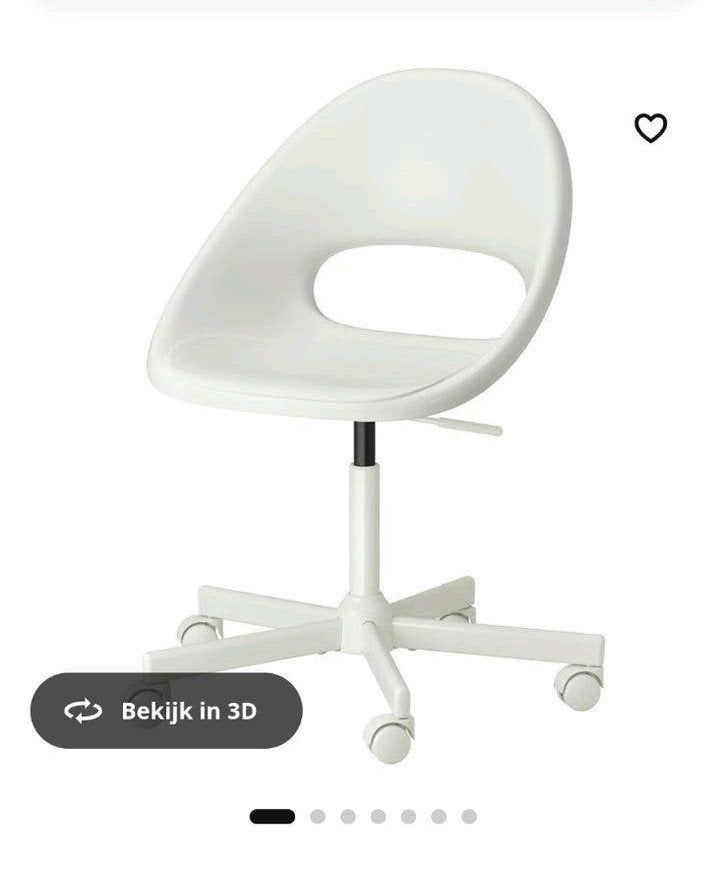 IKEA LOBERGET / MALSKÄR Bureaustoel, wit 2 stuks, Huis en Inrichting, Ophalen, Gebruikt, Wit, Bureaustoel