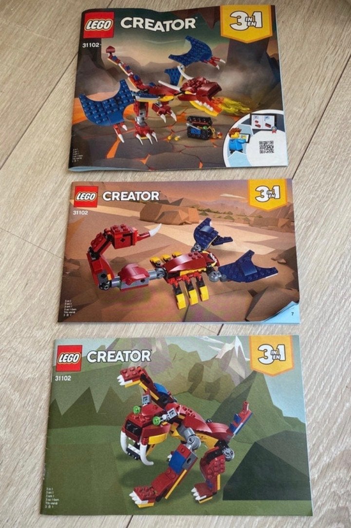 LEGO Creator 31102 Vuur Draak 3-in-1 met instructies, Lego, Ophalen of Verzenden, Zo goed als nieuw, Compleet