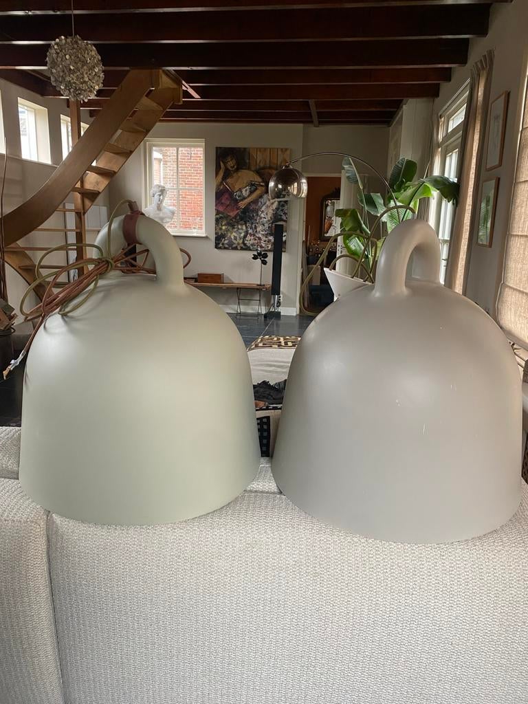 2 Norman Bell Grote Lampen Beige, Ophalen, Gebruikt, Overige materialen, 50 tot 75 cm