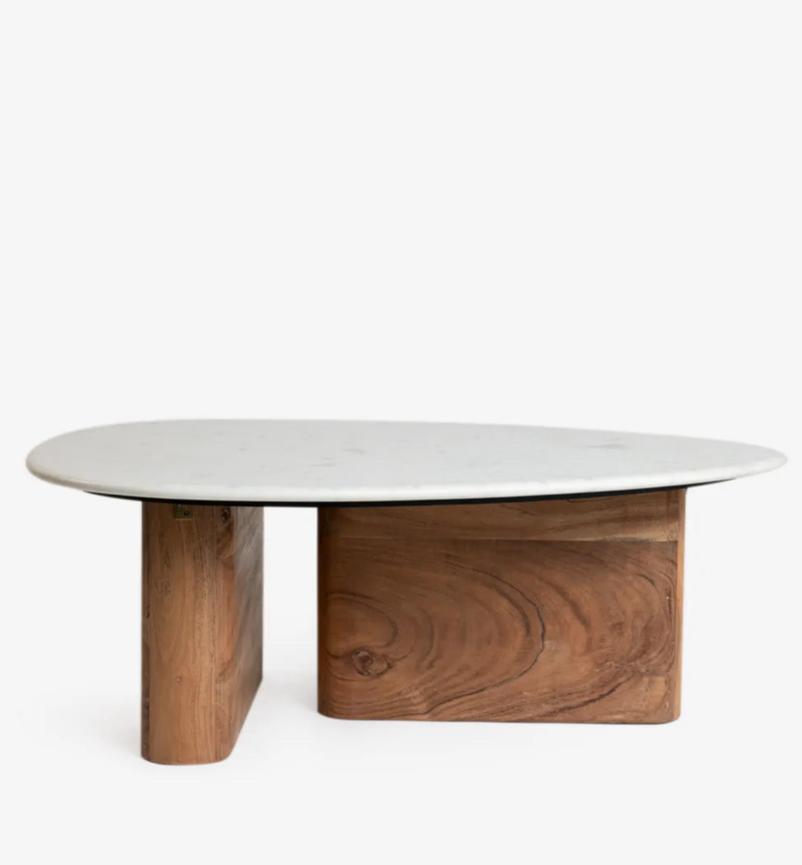 Sissy Boy - Houten koffietafels met marmer blad, Ophalen, 50 tot 100 cm, Rond, Zo goed als nieuw