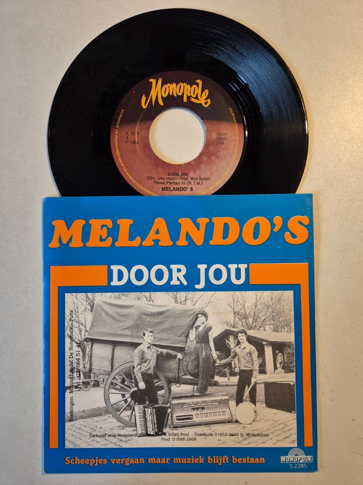 Melando's-Door jou, Ophalen of Verzenden, Zo goed als nieuw, 7 inch, Levenslied of Smartlap