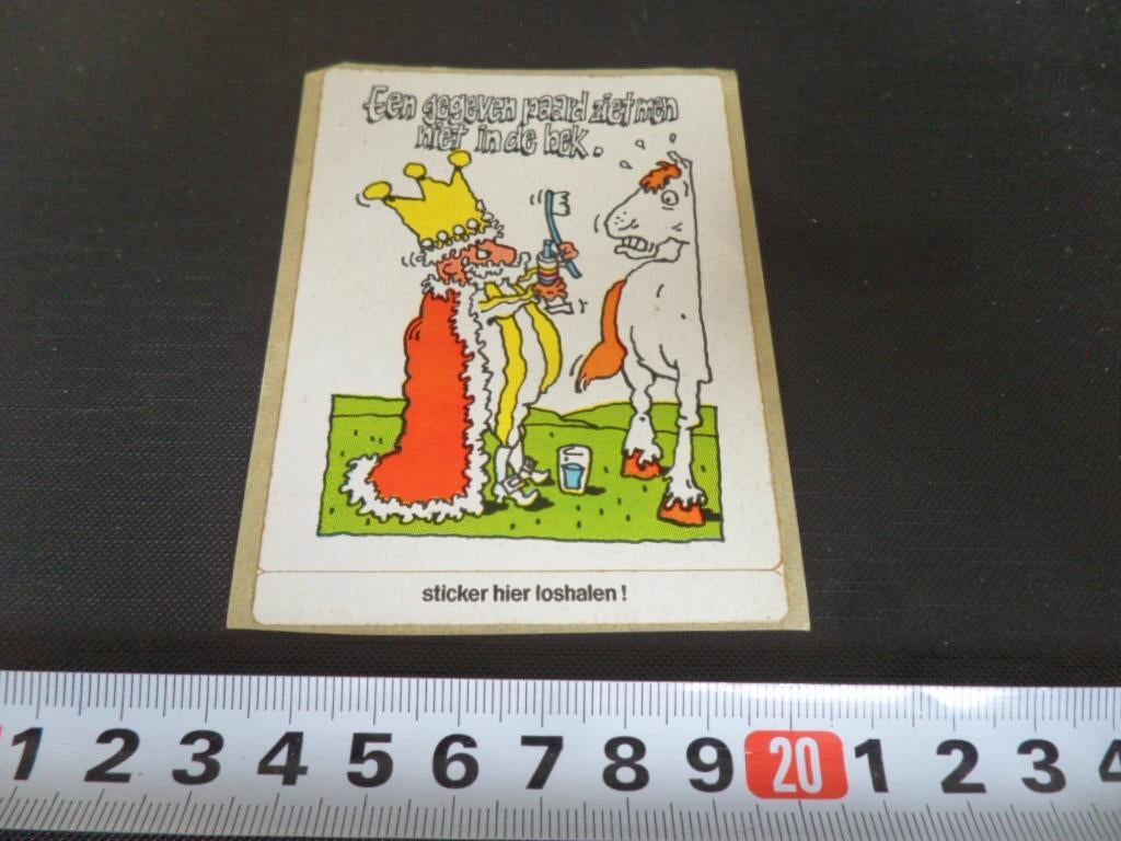 sticker popla strip tandpasta koning een gegeven paard ziet, Verzamelen, Ophalen, Zo goed als nieuw