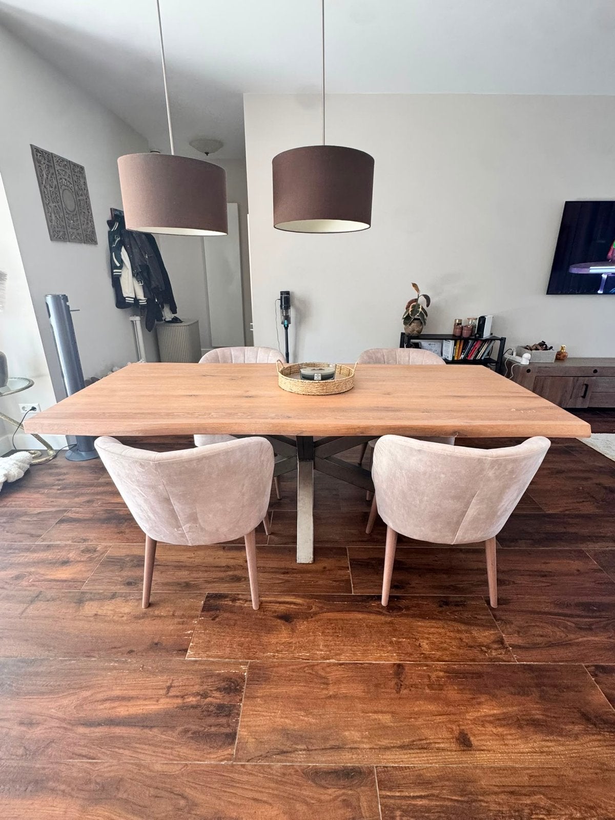 Goossens- massief eiken eettafel 220-100-78, Ophalen, 100 tot 150 cm, Eikenhout, 200 cm of meer