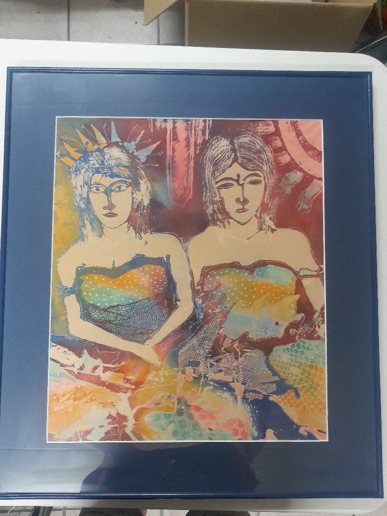 Ingelijst Batik Doek, Ophalen, 67 cm, Ingelijst, Indonesië