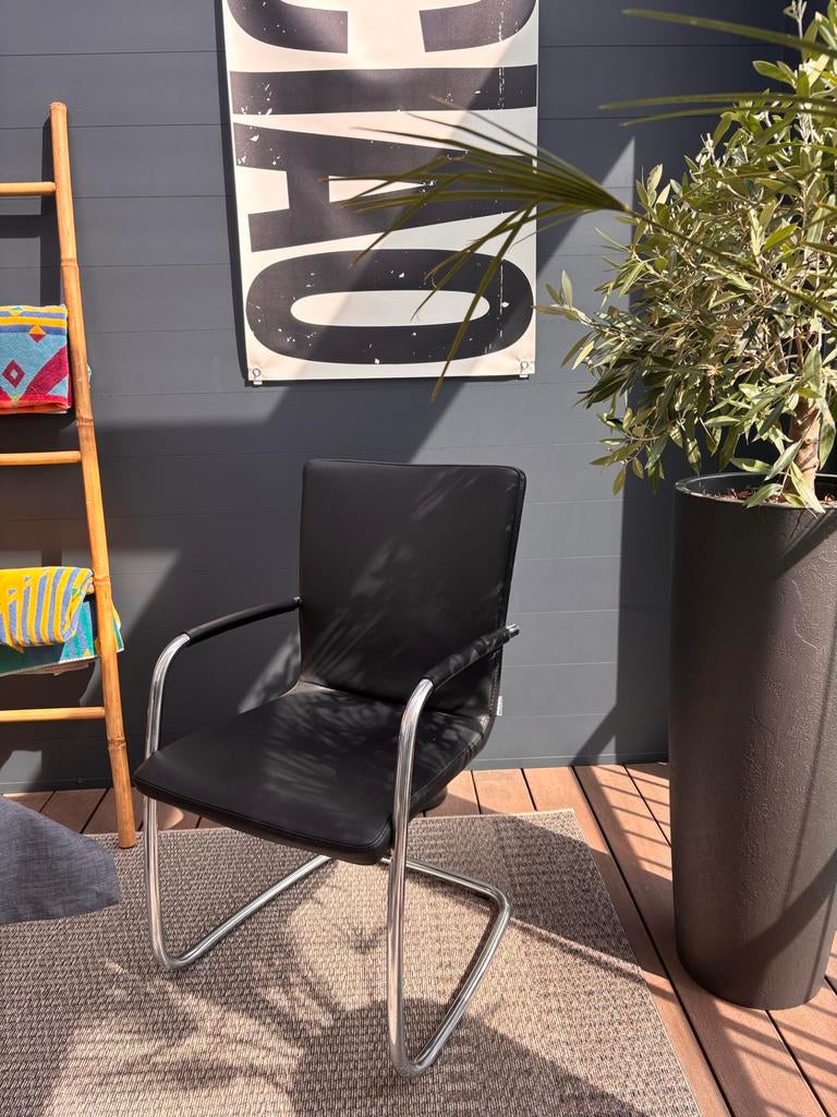 2 stuks Lederen Eetkamer-/Bureaustoelen, Ophalen, Twee, Zwart, Leer