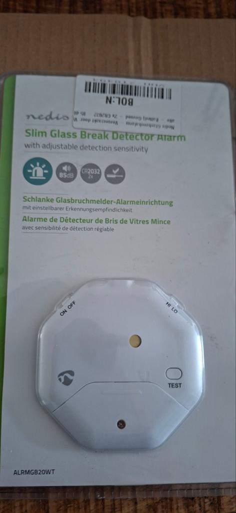 4xNedis Slim Glasbreuk Detector Alarm - Nieuw, Ophalen of Verzenden, Nieuw, Detector, Sensor of Melder, Raam of Deur