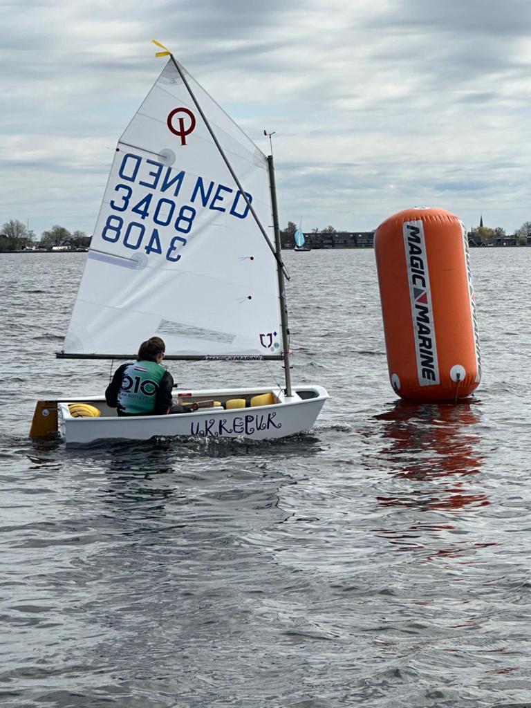 Wedstrijd optimist 3408, Optimist, Ophalen, Roer, Van Wettum