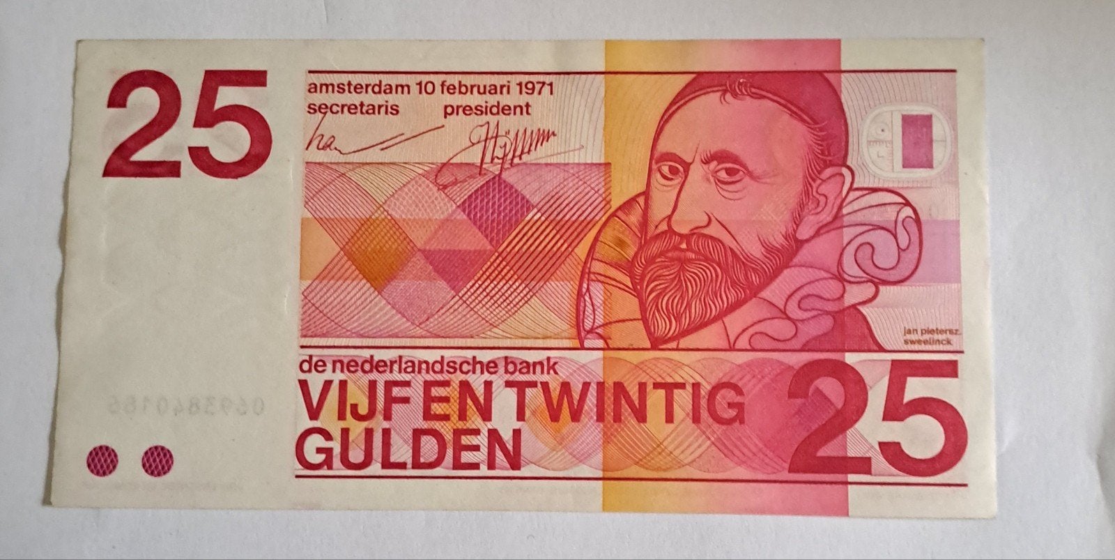25 Gulden biljet 1971 UNC Kwaliteit - Jan Pietersz. Sweelinc, Ophalen of Verzenden, 25 gulden, Los biljet