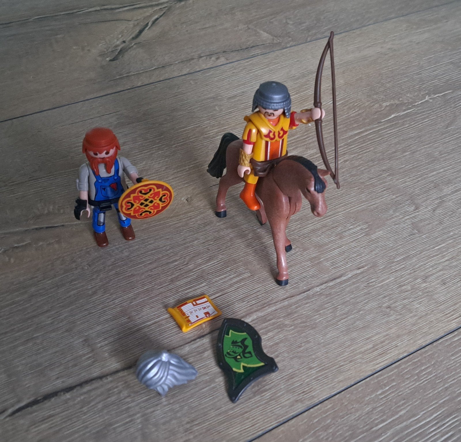 Playmobil set: Ridder met paard en dwerg met schild, Ophalen of Verzenden, Gebruikt, Jongen of Meisje