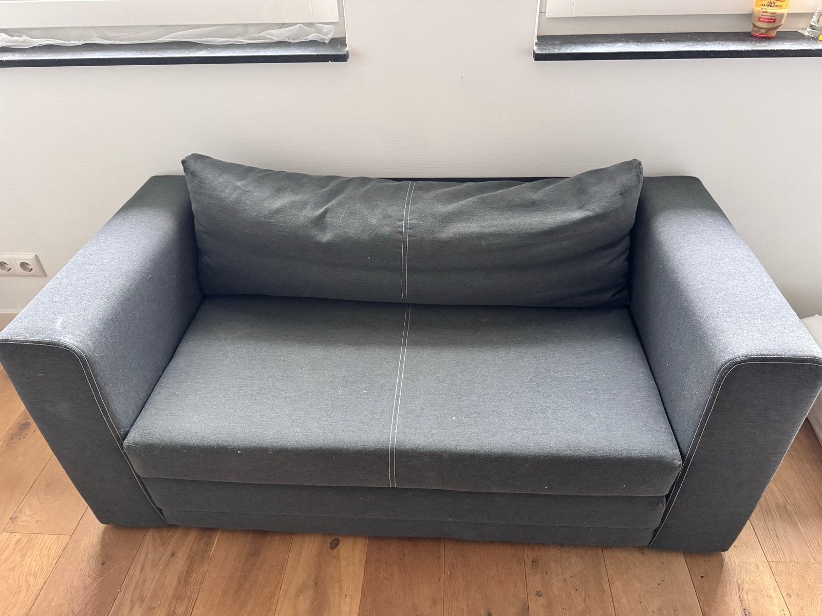 Ikea ASKEBY 2-zits slaapbank - Grijs, Ophalen, Gebruikt, Tweepersoons, 140 cm