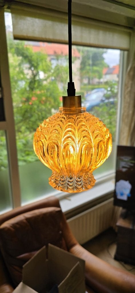 Hanglamp met kristalglas jaren 60 ( ophalen ), Huis en Inrichting, Ophalen, Gebruikt, Klassiek, 75 cm of meer