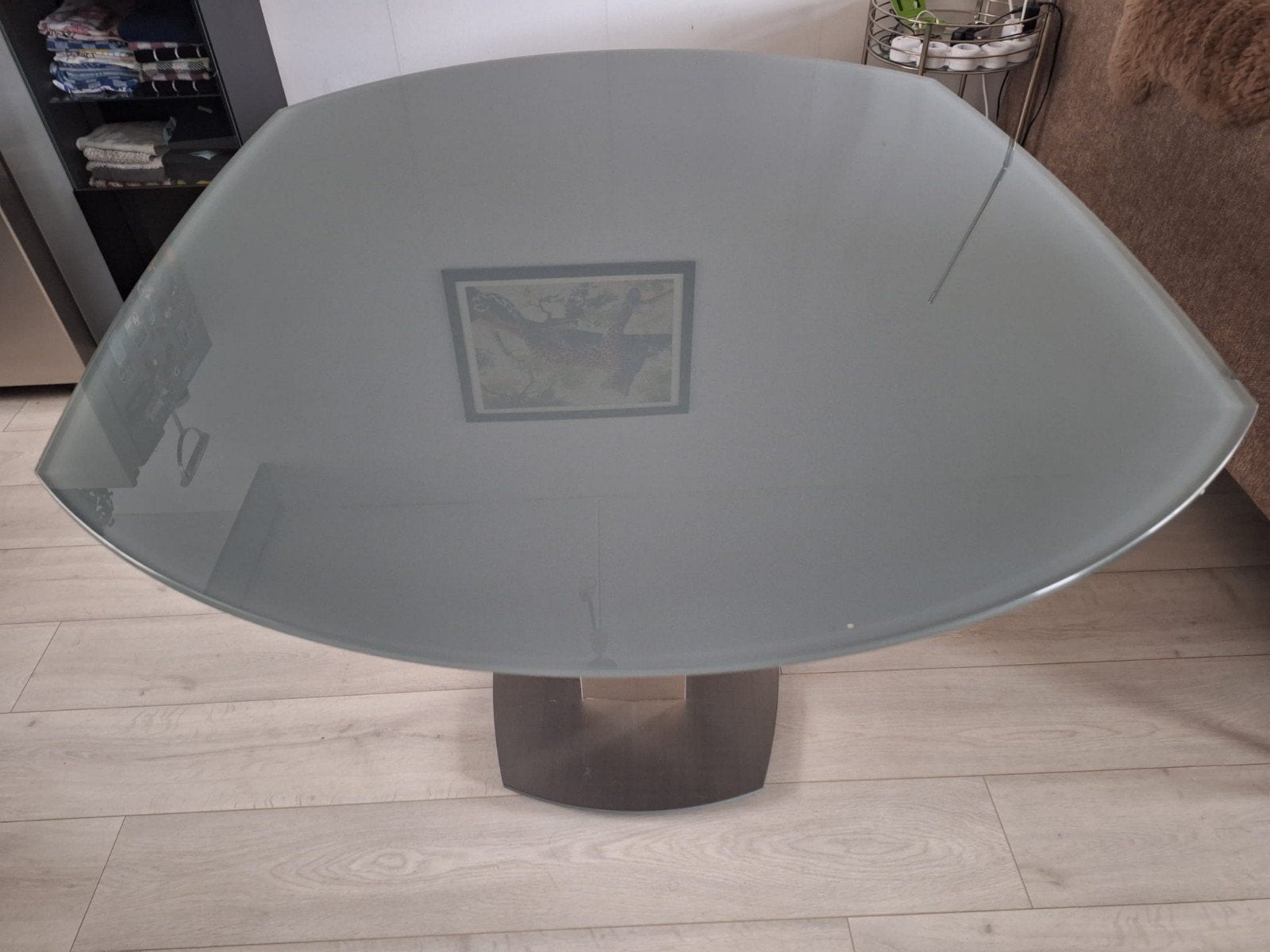 Uitschuifbare eettafel met 4 stoelen, Huis en Inrichting, Ophalen, Gebruikt, 100 tot 150 cm, Glas