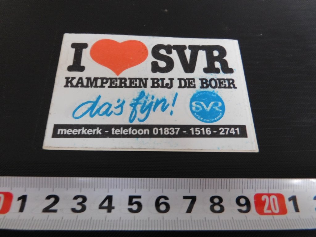 sticker I love SVR kamperen bij de boer da's fijn! meerkerk, Verzamelen, Stickers, Ophalen, Zo goed als nieuw