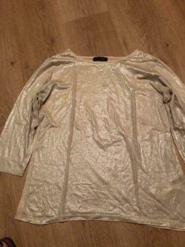 Taupe glimmend shirt Apanage maat 40 driekwart mouw, Maat 38/40 (M), Bruin, Ophalen of Verzenden, Zo goed als nieuw