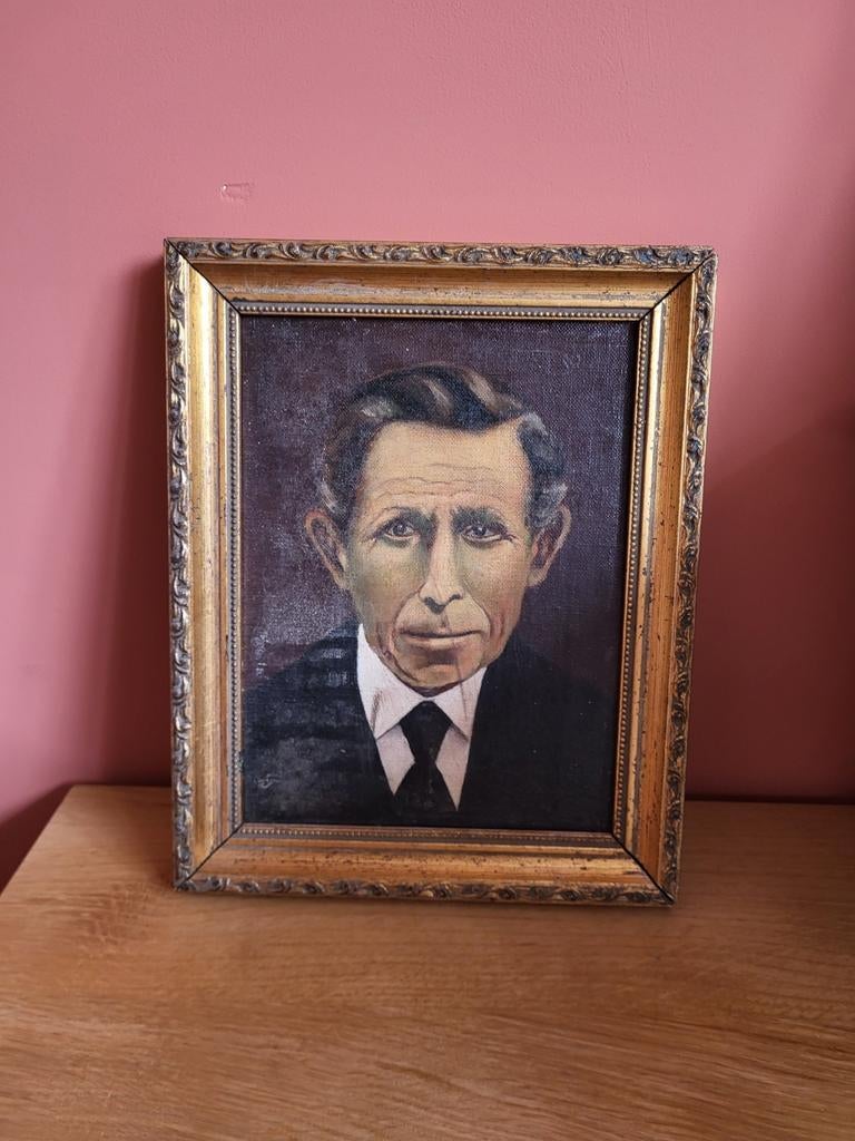 Vintage Portret Schilderij van Prince Charles, Ophalen of Verzenden