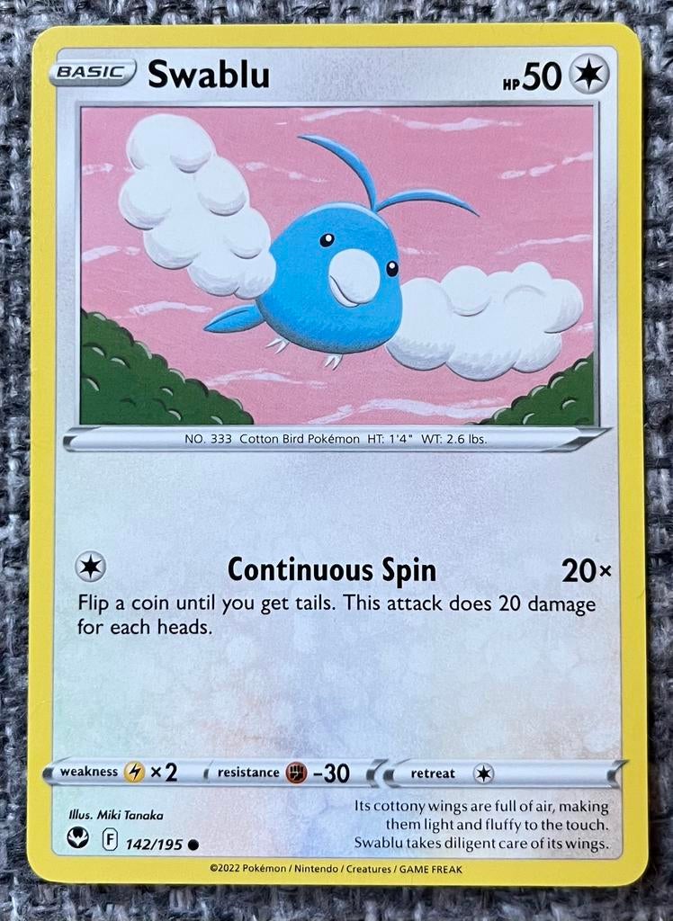 Pokémonkaart van Swablu (333) • Silver Tempest (142/195), Ophalen of Verzenden, Nieuw, Losse kaart