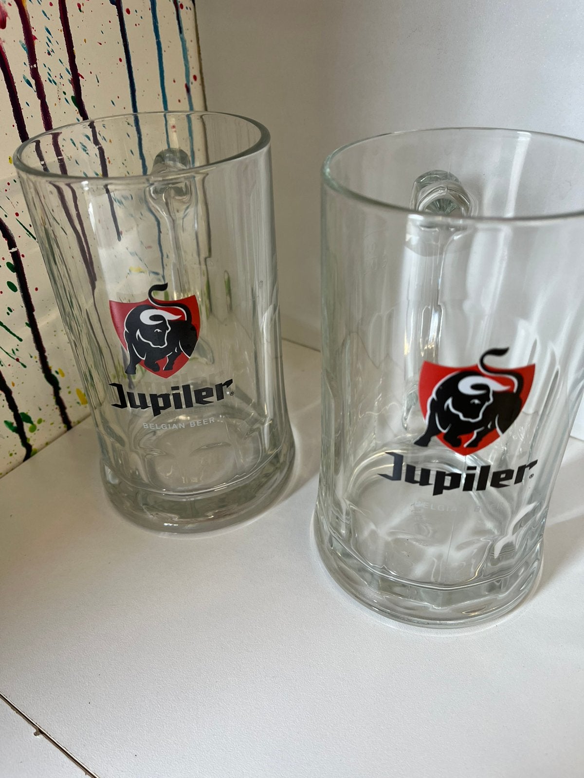 Jupiler bierpullen set van 2 glazen, Ophalen of Verzenden, Nieuw, Glas of Glazen, Jupiler