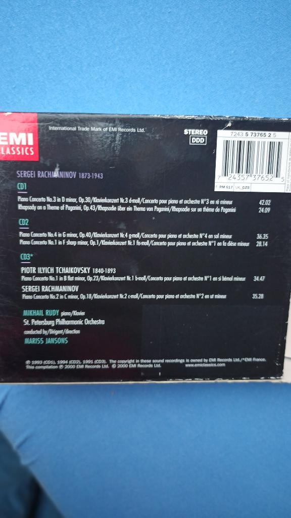 Pianoconcerten Rachmaninov/Tchaikovski, Mikhail Rudy/Maris J, Ophalen of Verzenden, Classicisme, Zo goed als nieuw, Orkest of Ballet