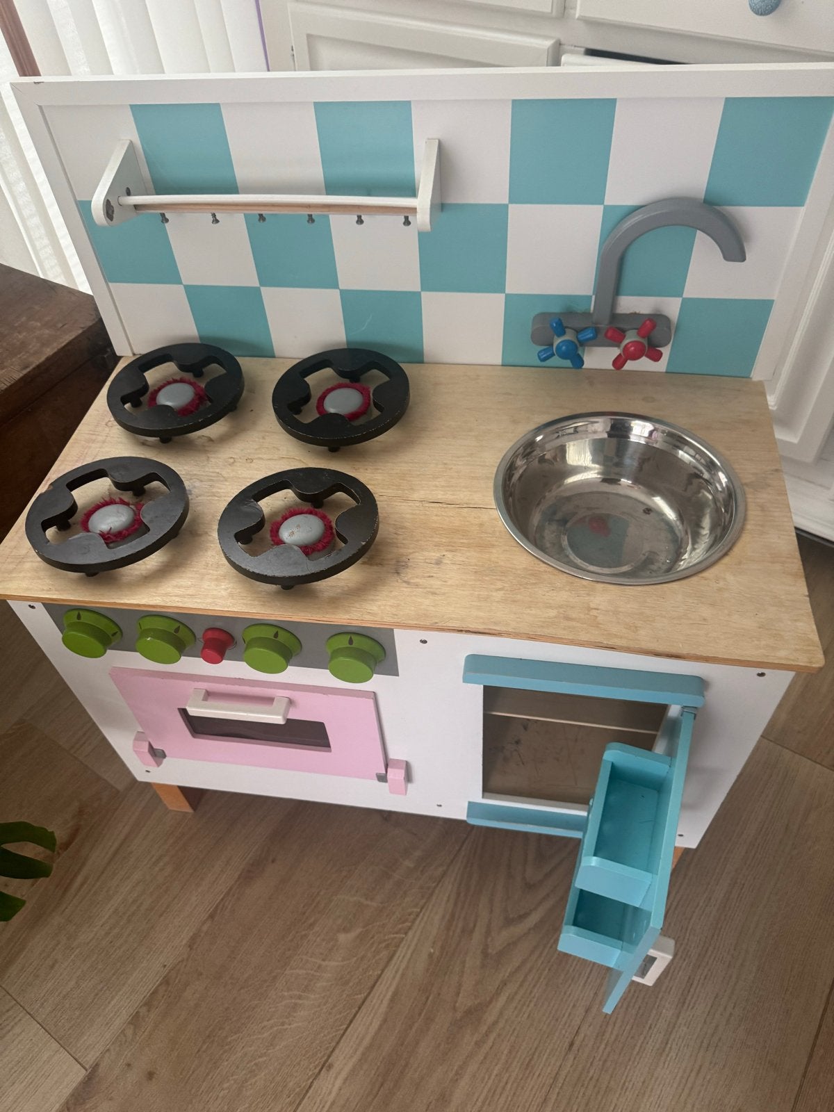 Houten speelkeuken met oven en kookplaat, Ophalen of Verzenden, Gebruikt, Hout, Speelkeuken