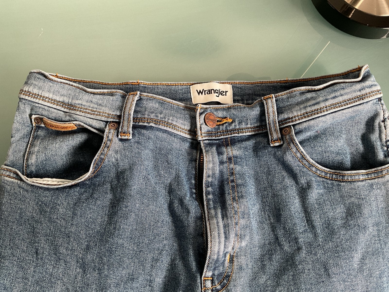 Wrangler Texas Slim Jeans W33 lengte 75 cm binnenbeen, Ophalen of Verzenden, Zo goed als nieuw, Blauw, W33 - W34 (confectie 48/50)