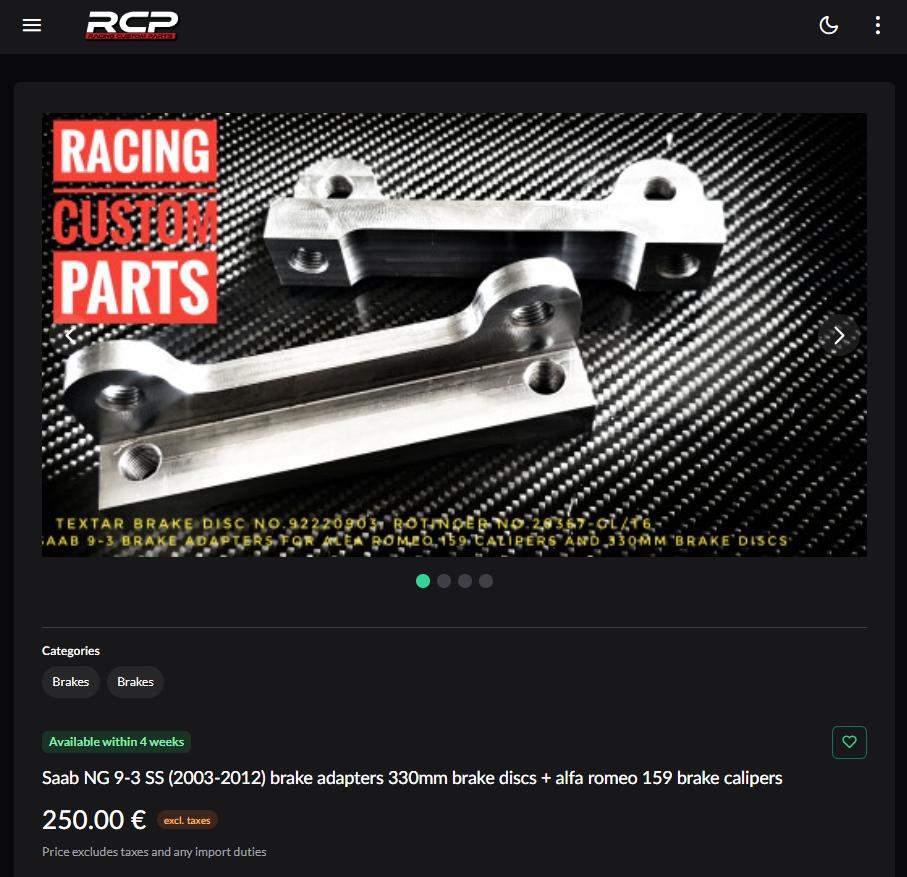 Saab 9-3 Brembo Brake adapters 330mm, Ophalen of Verzenden, Nieuw, Saab