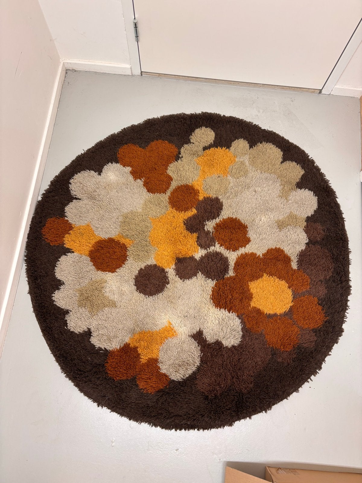 Desso Vintage Rond Vloerkleed - Bruin, Oranje, Beige Bloemen, Huis en Inrichting, Stoffering | Tapijten en Kleden, Gebruikt, 100 tot 150 cm