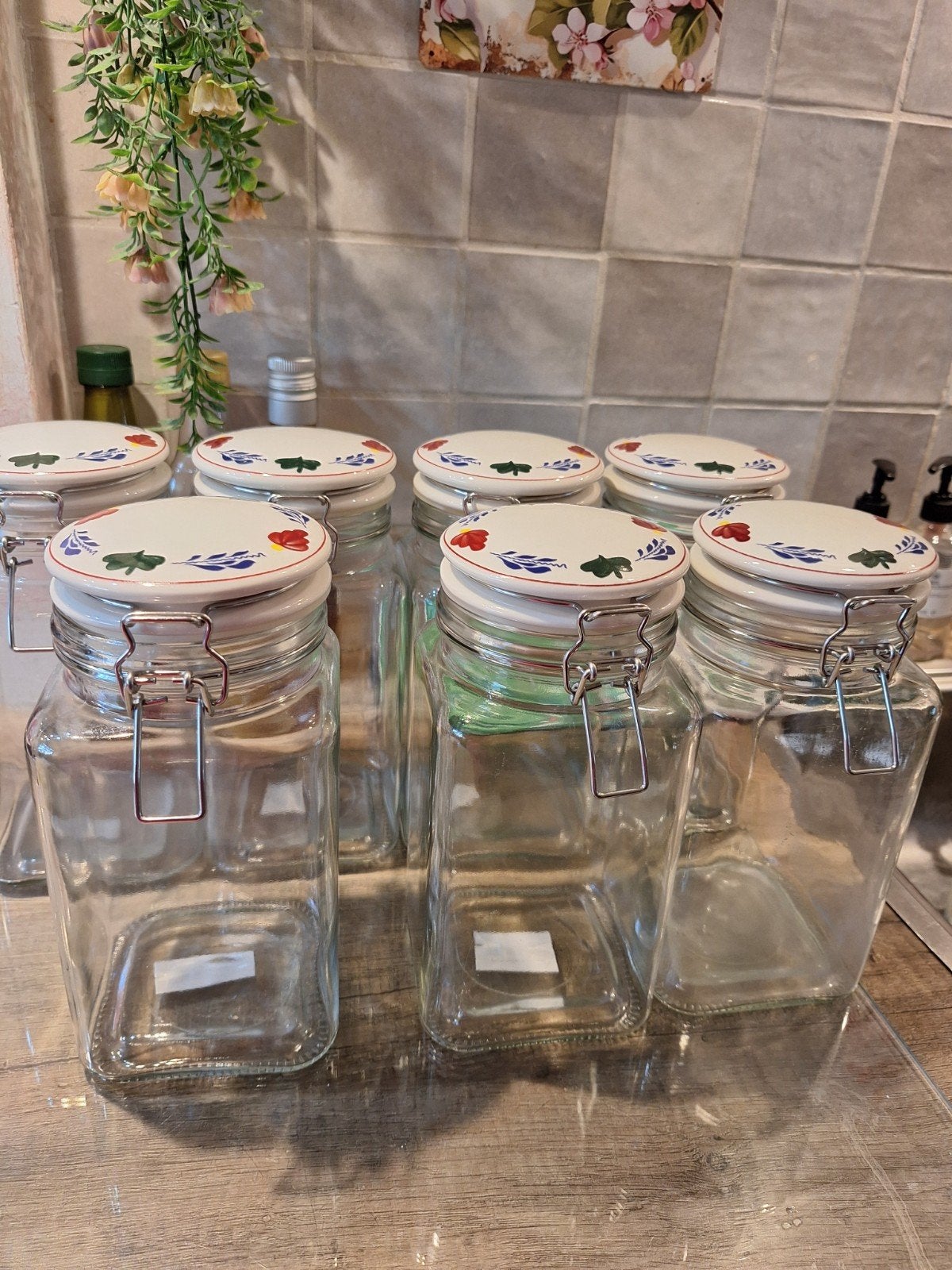 Boerenbont  voorraadpotten, Glas, Ophalen of Verzenden, Zo goed als nieuw, Voorraadpot