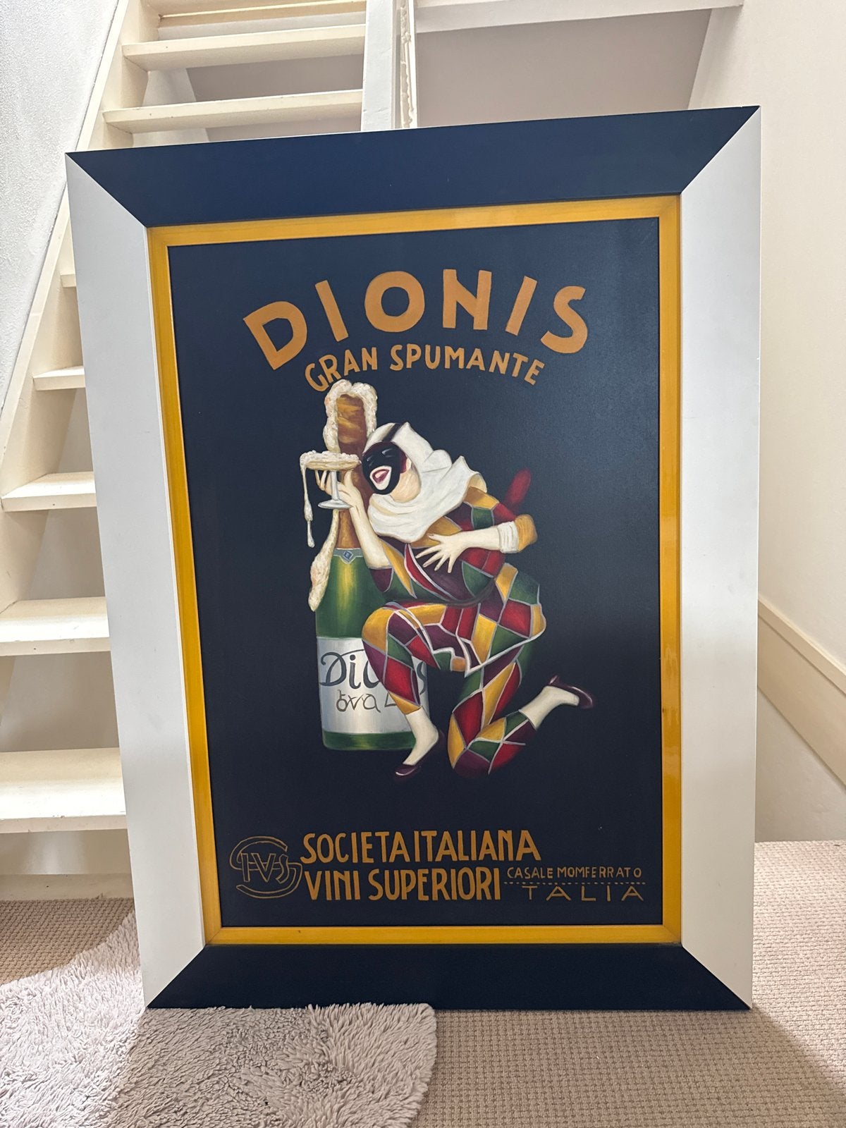 Groot Vintage Reclamebord 'Dionis Gran Spumante', Antiek en Kunst, Ophalen, Handgeschilderd, Olieverf, Hout